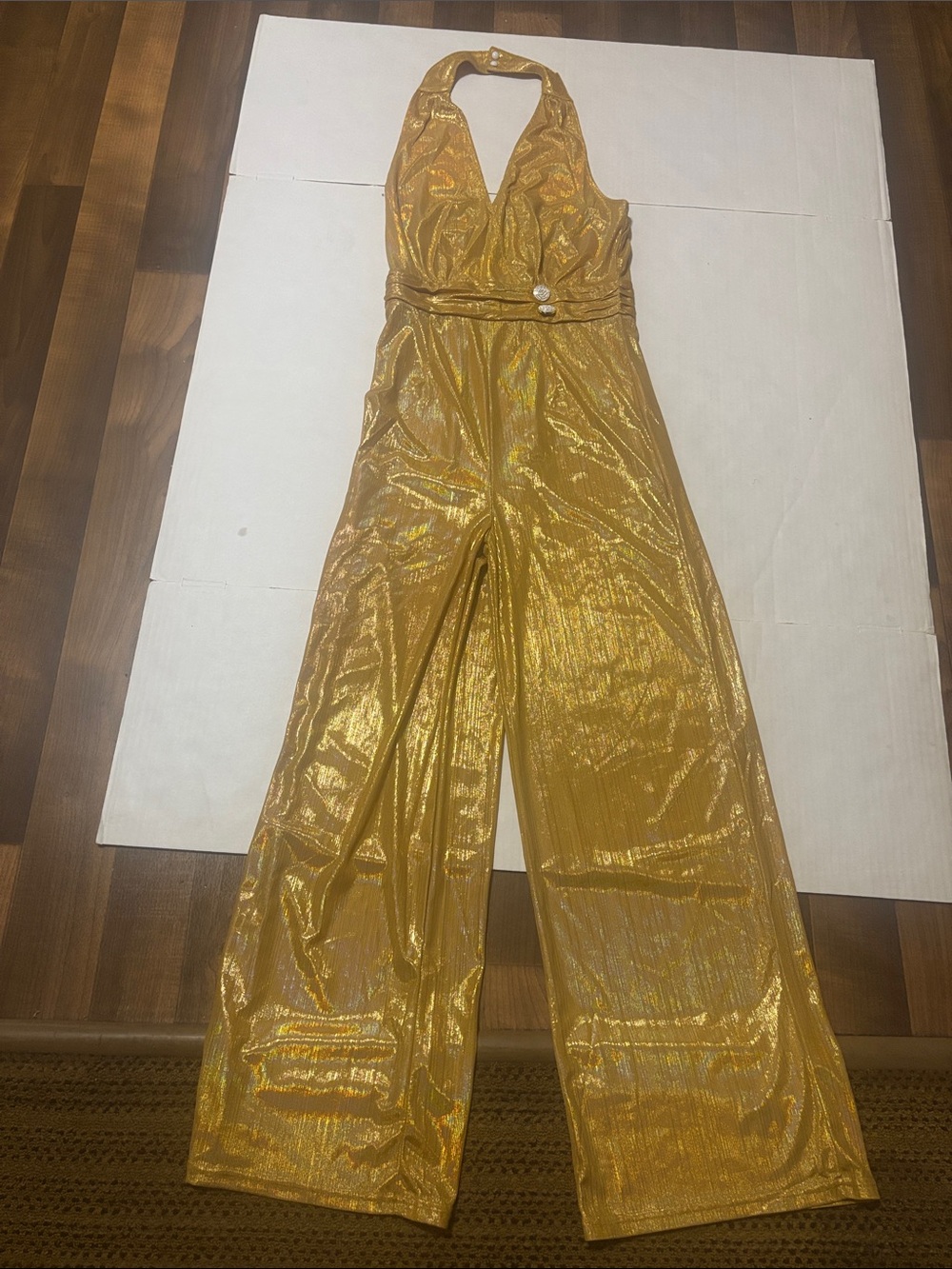 Gold Halter Wide-Leg Jumpsuit S NWOT  Fall Halloween Costume Cosplay EDM Rave